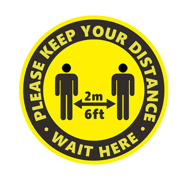 for Crowd Control Guidance 5 Pack Social Distancing Floor Decal Stickers Pharmacy 6 Feet Distancing Specialized Sticker Markers Grocery Yellow and Lab Bank 